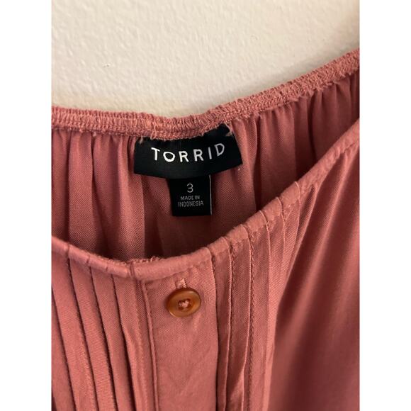 Torrid Dusty Rose Challice Cold Shoulder Button Blouse Plus Size 3X 22/24 - Picture 8 of 11